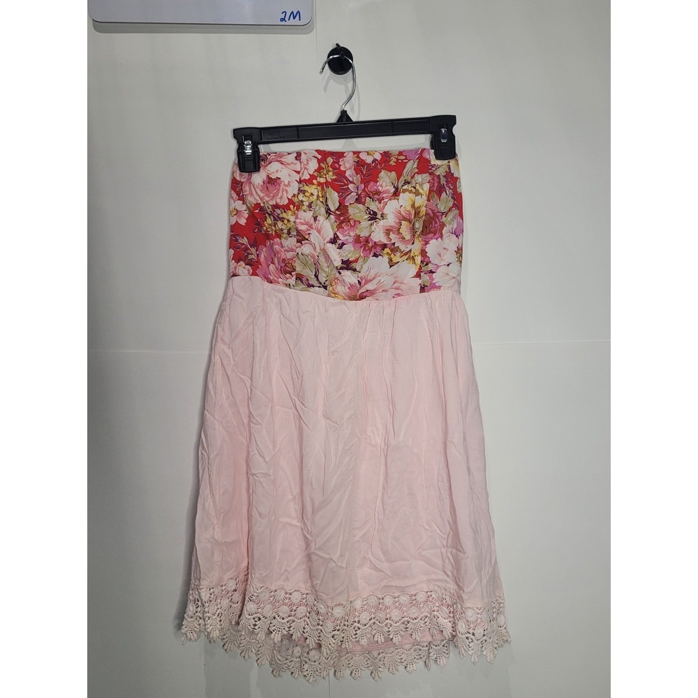 Womens‎ Naranka Pink and Red Floral strapless dress, size Large (L)